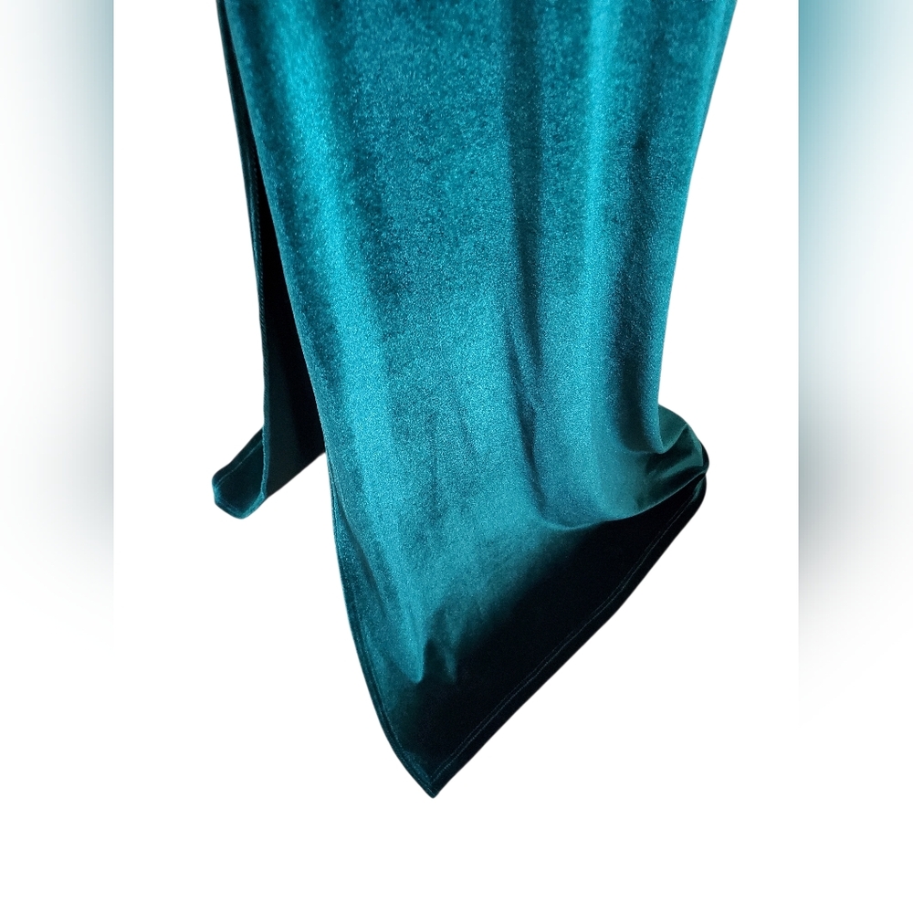 Sexy Reformation One Shoulder Teal Velvet Dress Size M - Picture 10 of 11